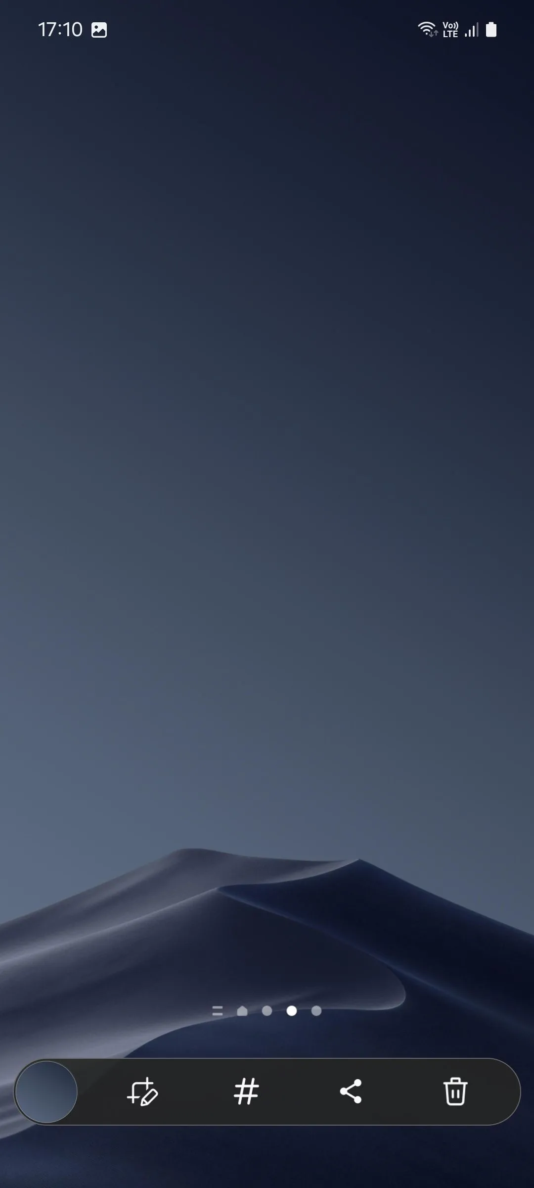 Thanh công cụ ảnh chụp màn hình Samsung với nút xóa (biểu tượng thùng rác) được thêm vào qua Nice Shot