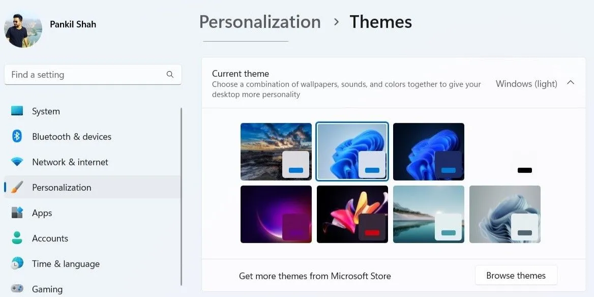 Thay đổi chủ đề trên Windows 11