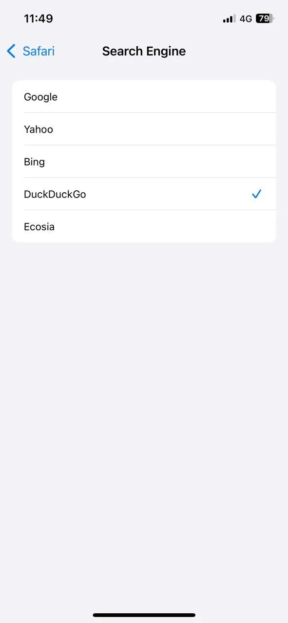 Thay đổi công cụ tìm kiếm mặc định trong cài đặt Safari trên iPhone