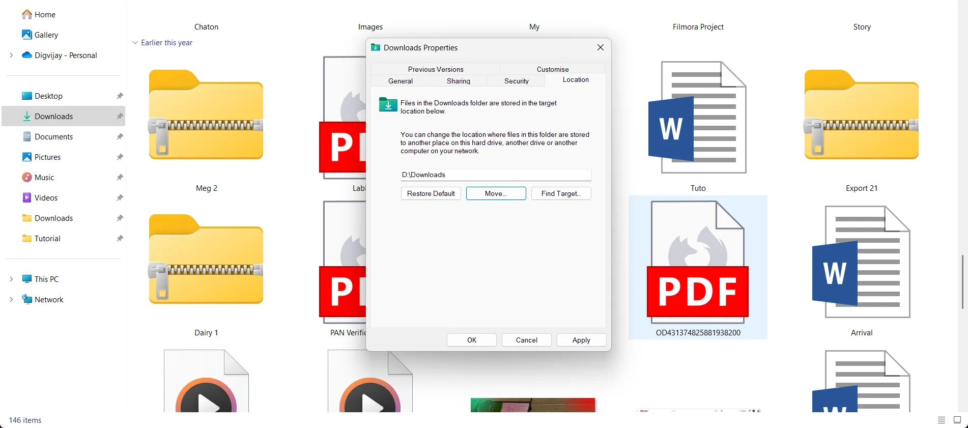 Thay đổi vị trí Downloads mặc định trong Windows 11 qua File Explorer