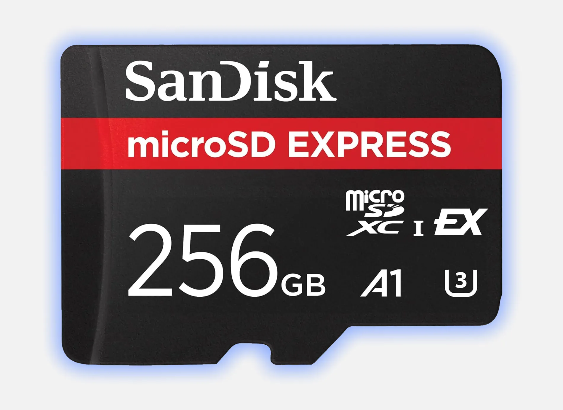Thẻ nhớ MicroSD Express SanDisk dung lượng 256GB, thể hiện chi phí cao hơn so với thẻ MicroSD truyền thống.