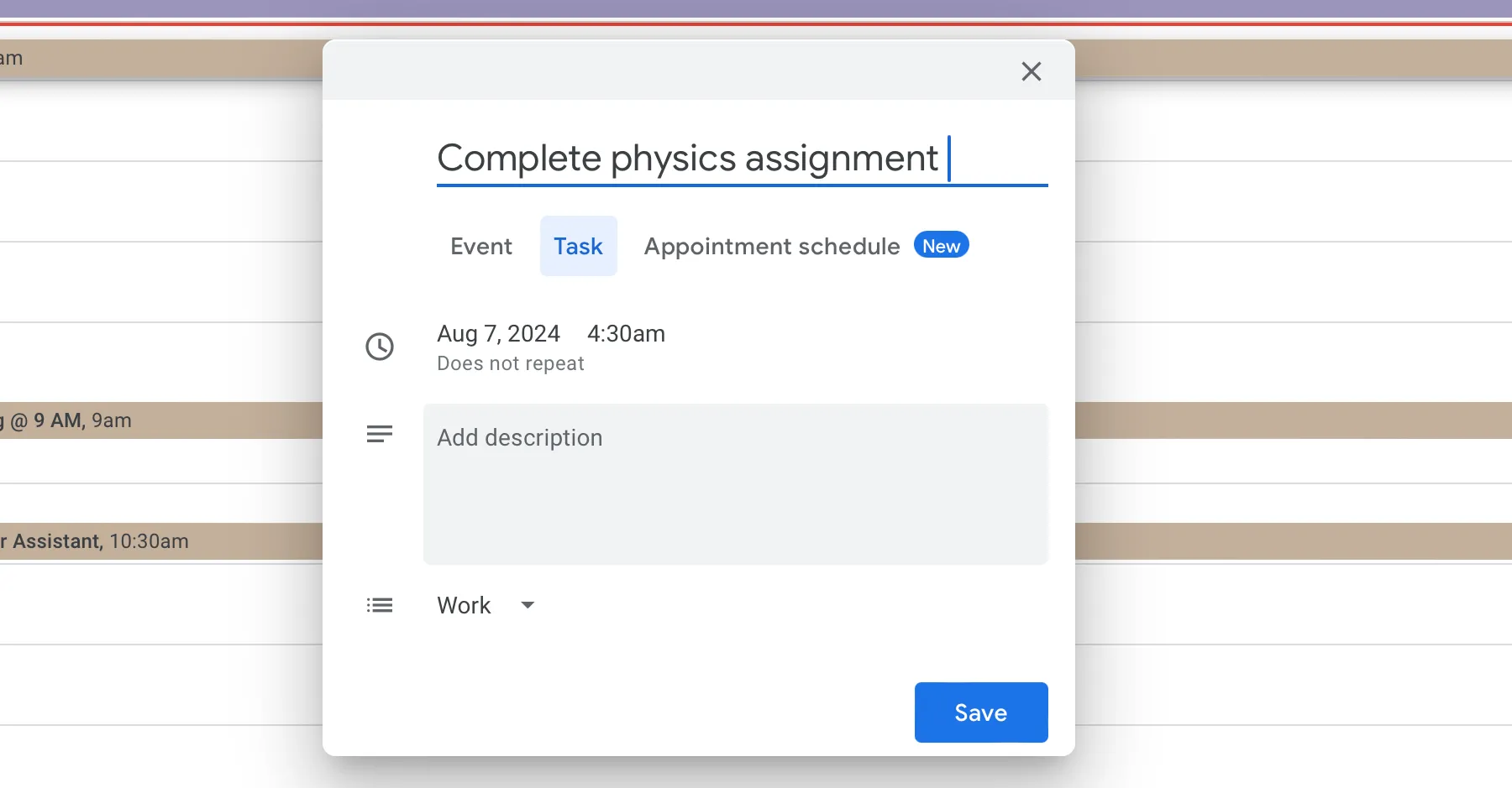 Thêm tác vụ vào danh sách To-do trực tiếp từ Google Calendar