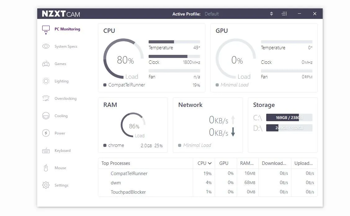 Theo dõi nhiệt độ CPU và GPU bằng phần mềm NZXT CAM trên máy tính Windows
