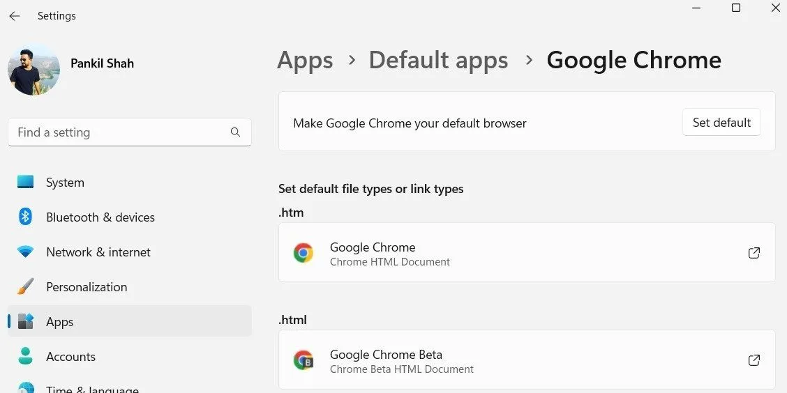Thiết lập Google Chrome làm trình duyệt mặc định trên Windows 11