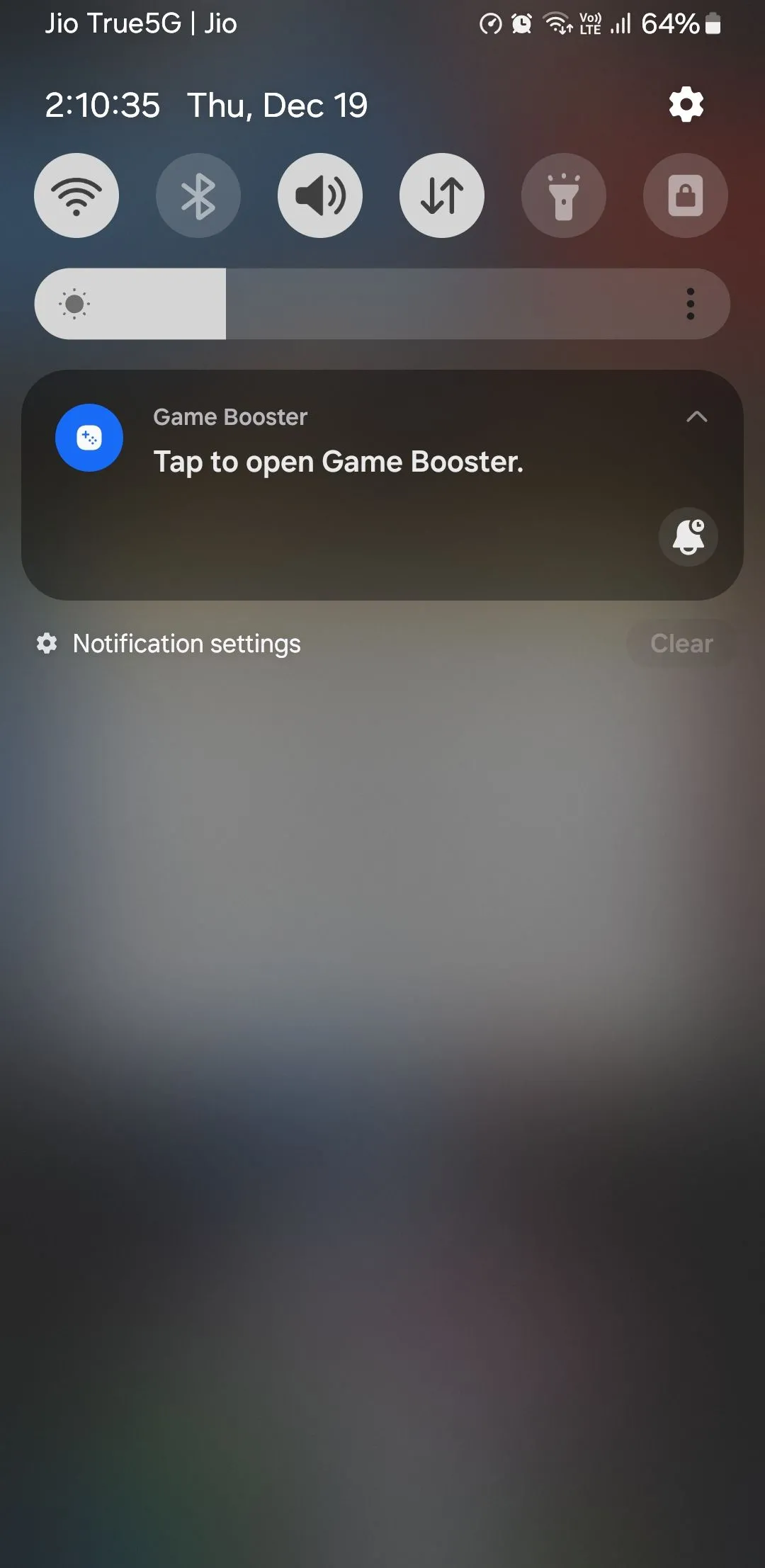 Thông báo Game Booster trên điện thoại Samsung trong quá trình chơi game