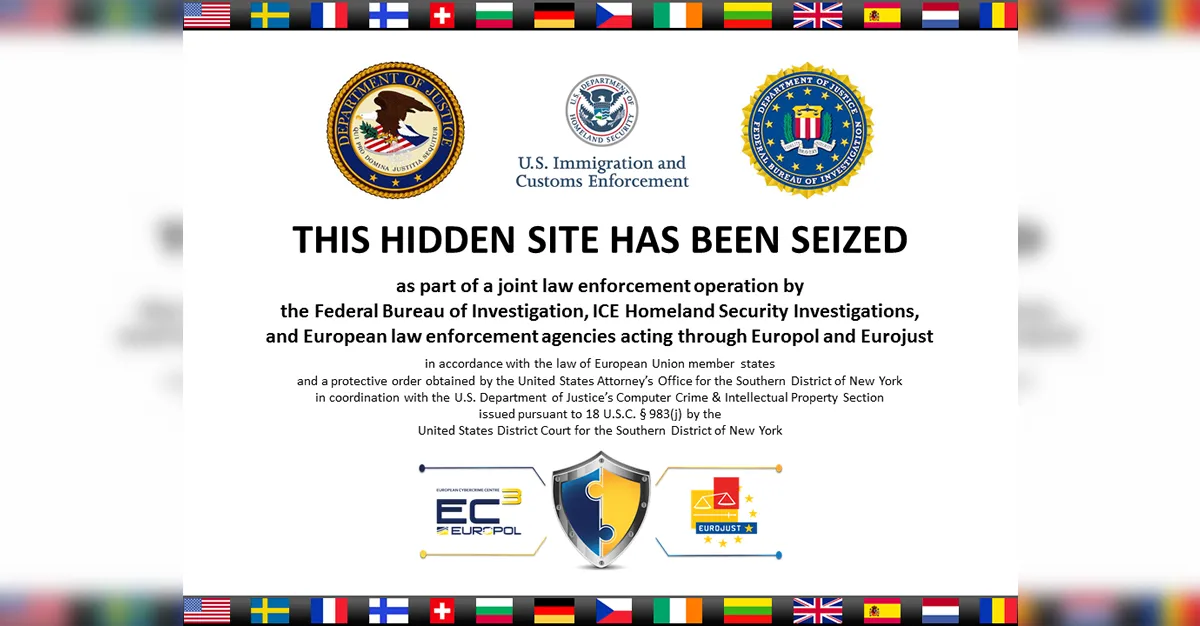 Thông báo thu giữ trang web dark web của ICE, chứng tỏ khả năng truy quét của cơ quan thực thi pháp luật.