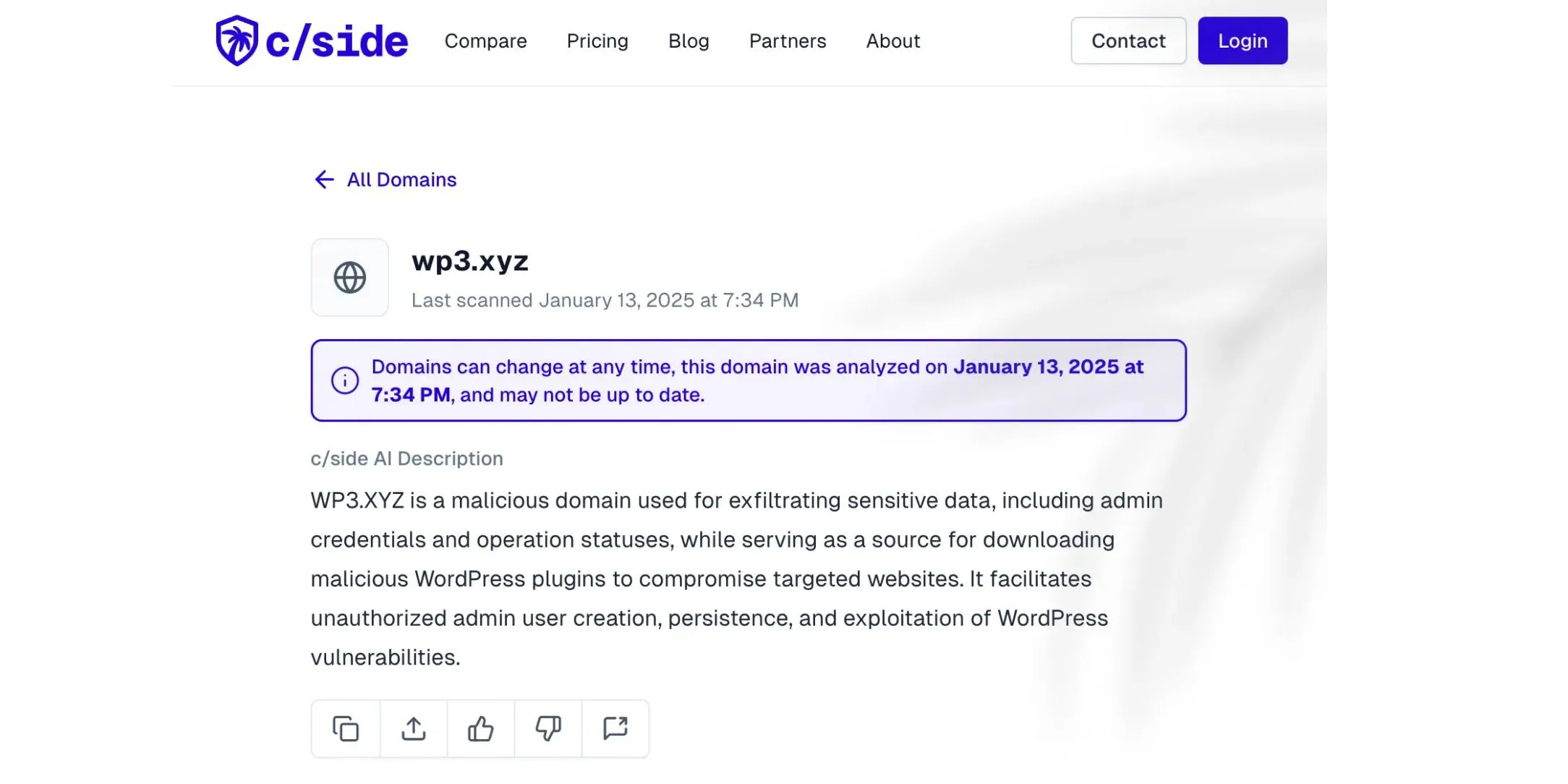 Thông tin chi tiết về tên miền WP3.XYZ trong chiến dịch tấn công WordPress