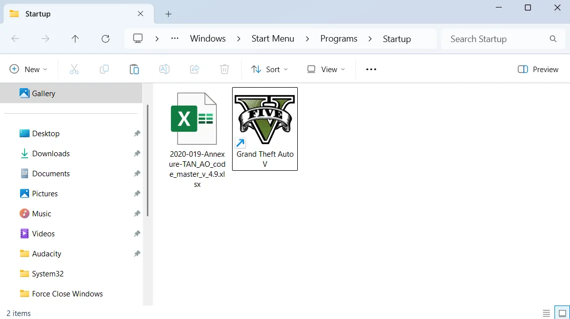 Thư mục khởi động trong Windows