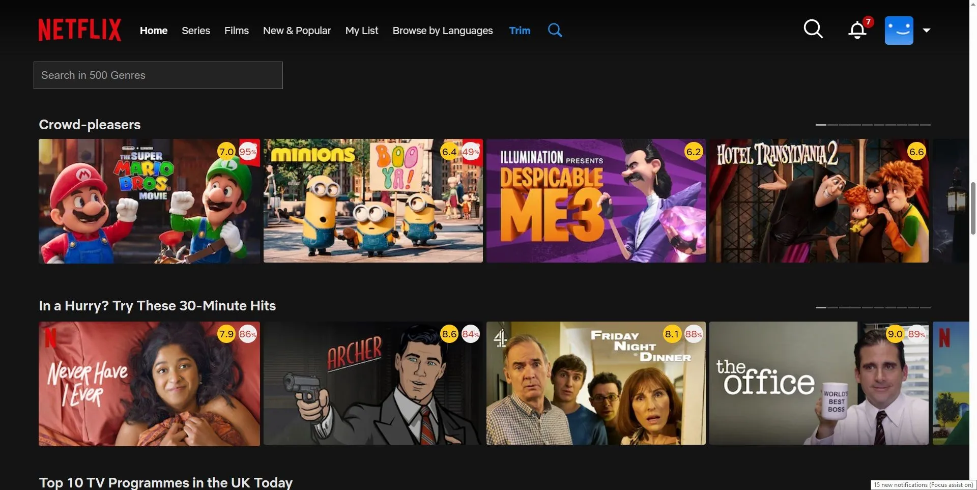 Tiện ích Chrome Trim hiển thị đánh giá phim IMDb và Rotten Tomatoes trực tiếp trên Netflix.