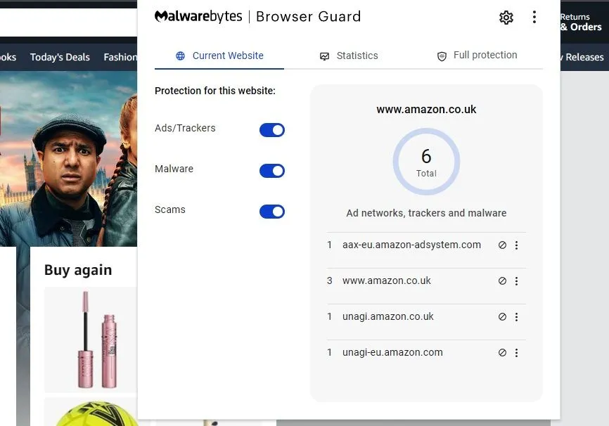 Tiện ích mở rộng Malwarebytes Browser Guard trên trình duyệt