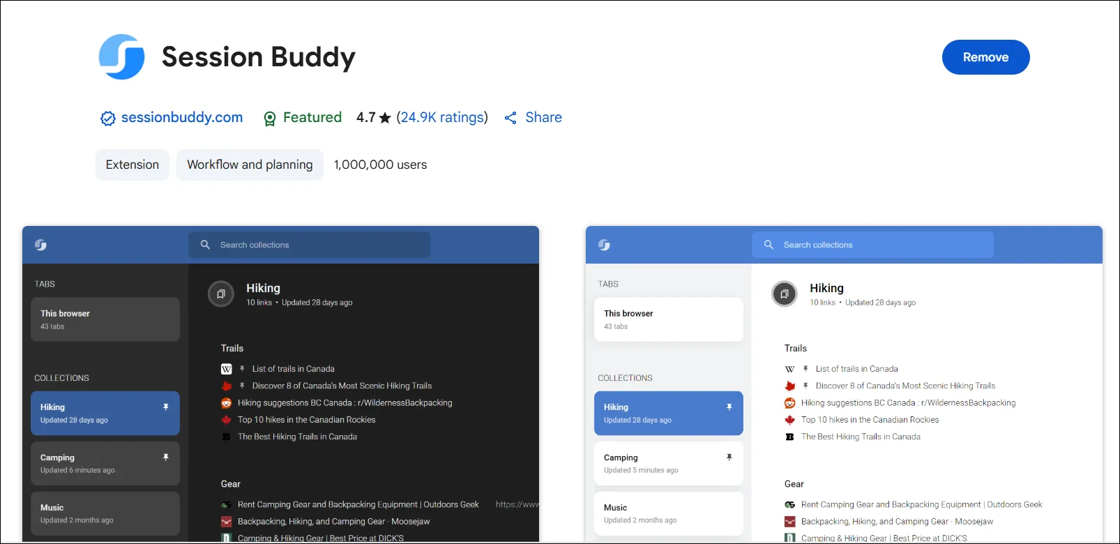 Tiện ích Session Buddy cho Chrome