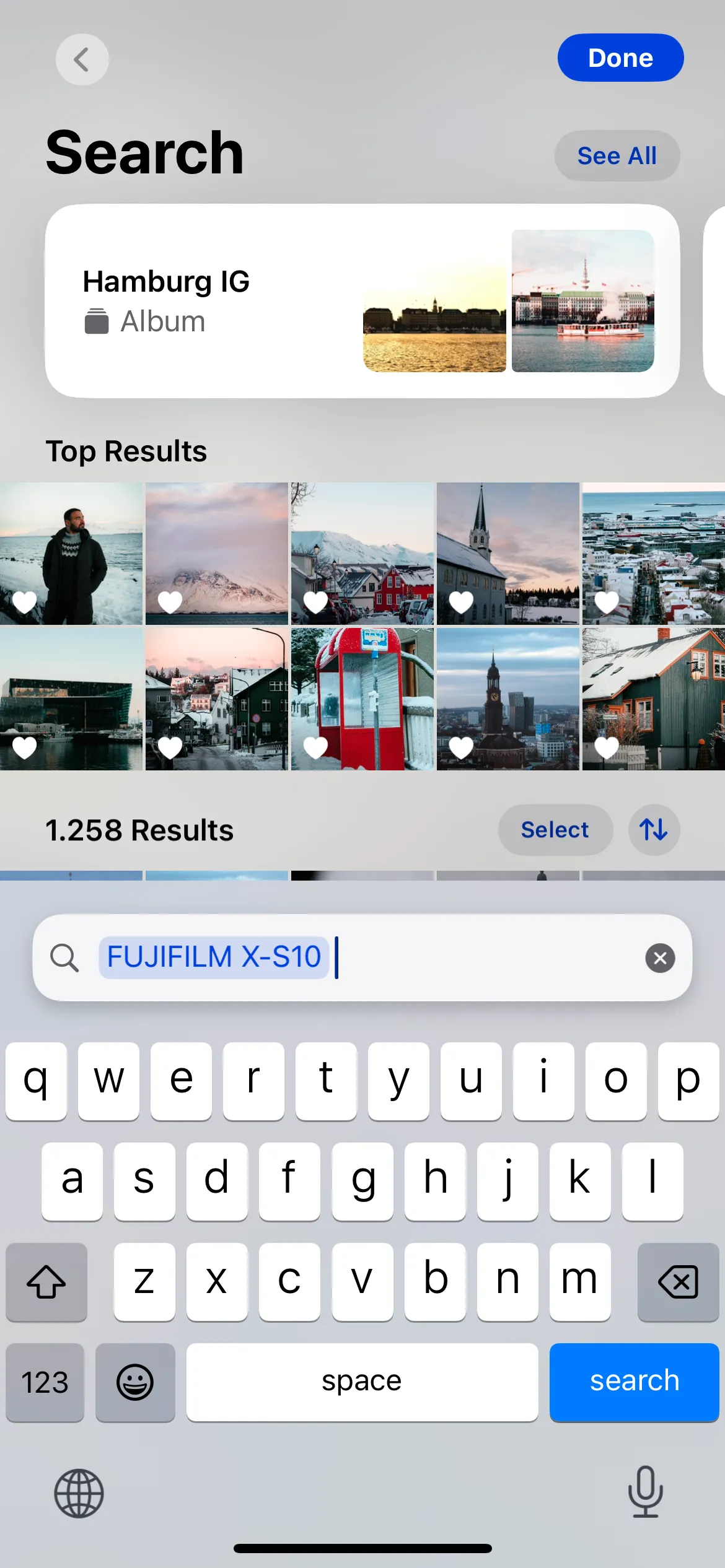 Tìm kiếm ảnh chụp bằng máy ảnh Fujifilm trong ứng dụng Ảnh iPhone