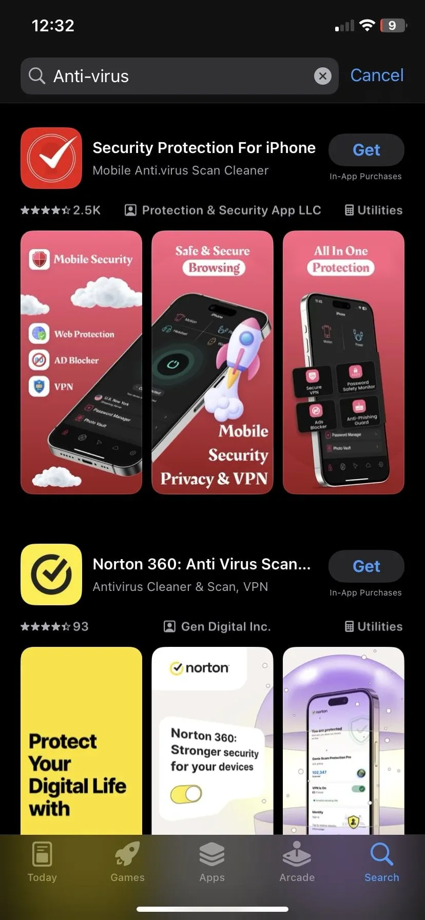 Tìm kiếm ứng dụng diệt virus trên iPhone