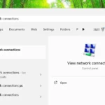 Tìm kiếm và mở Network Connections từ menu Start trên Windows