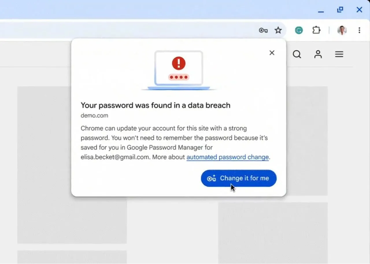 Tính năng Chrome tự động đổi mật khẩu yếu và cập nhật