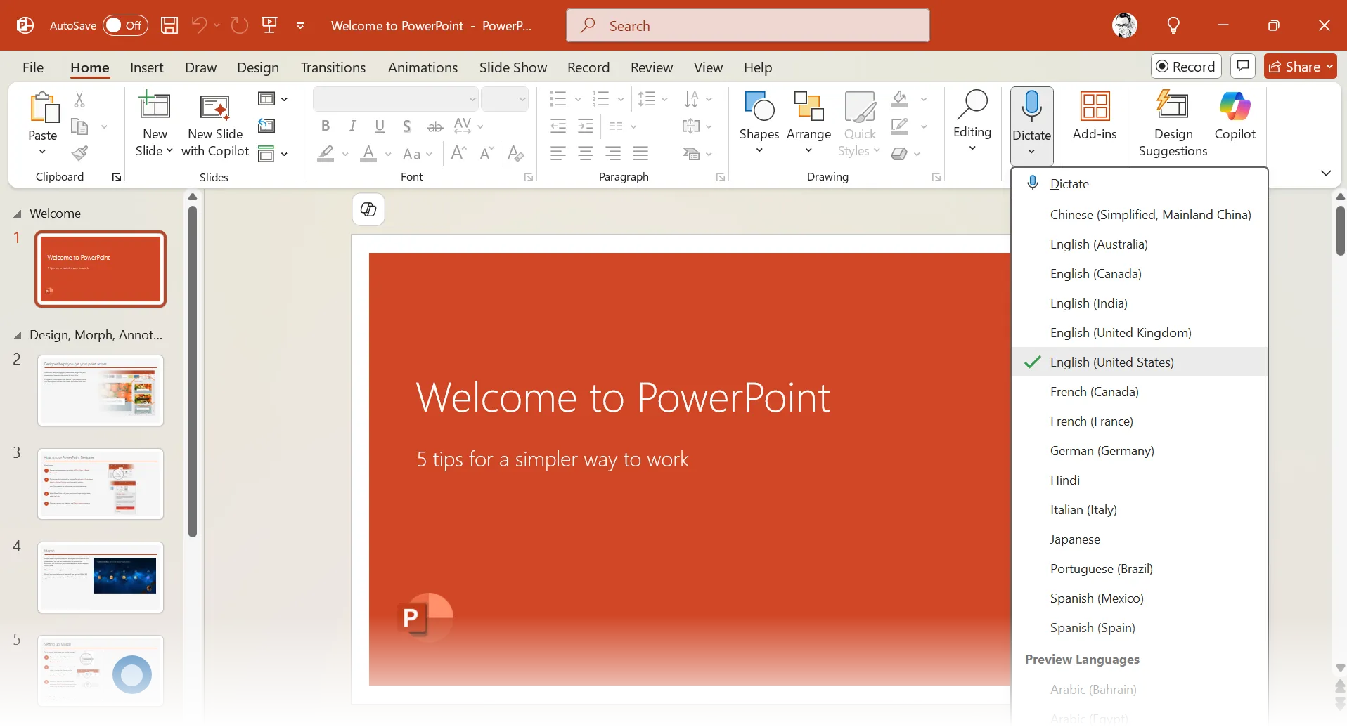 Tính năng Chuyển đổi giọng nói thành văn bản trong Microsoft Office