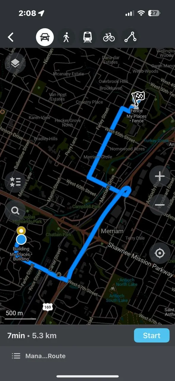 Tính năng đo khoảng cách giữa hai điểm trên ứng dụng bản đồ Organic Maps