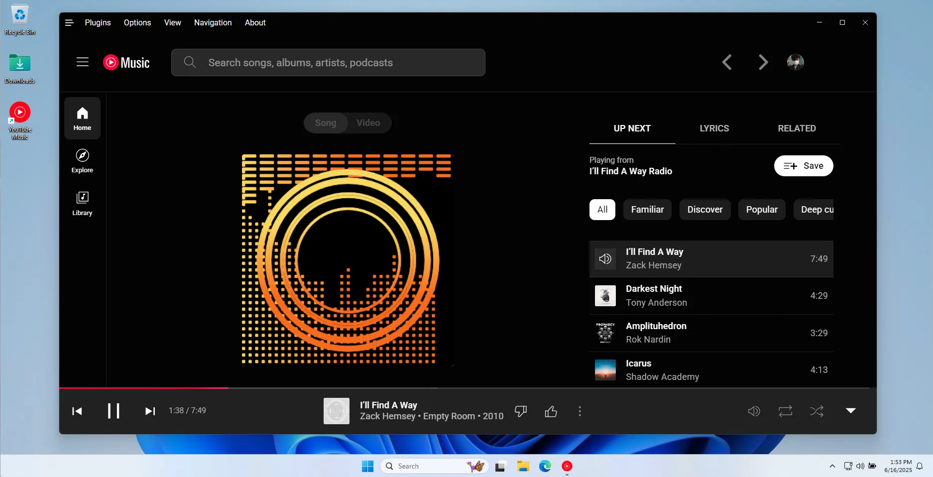 Tính năng hiệu ứng âm thanh và hình ảnh độc đáo của Custom YouTube Music Desktop (th-ch) trên máy tính