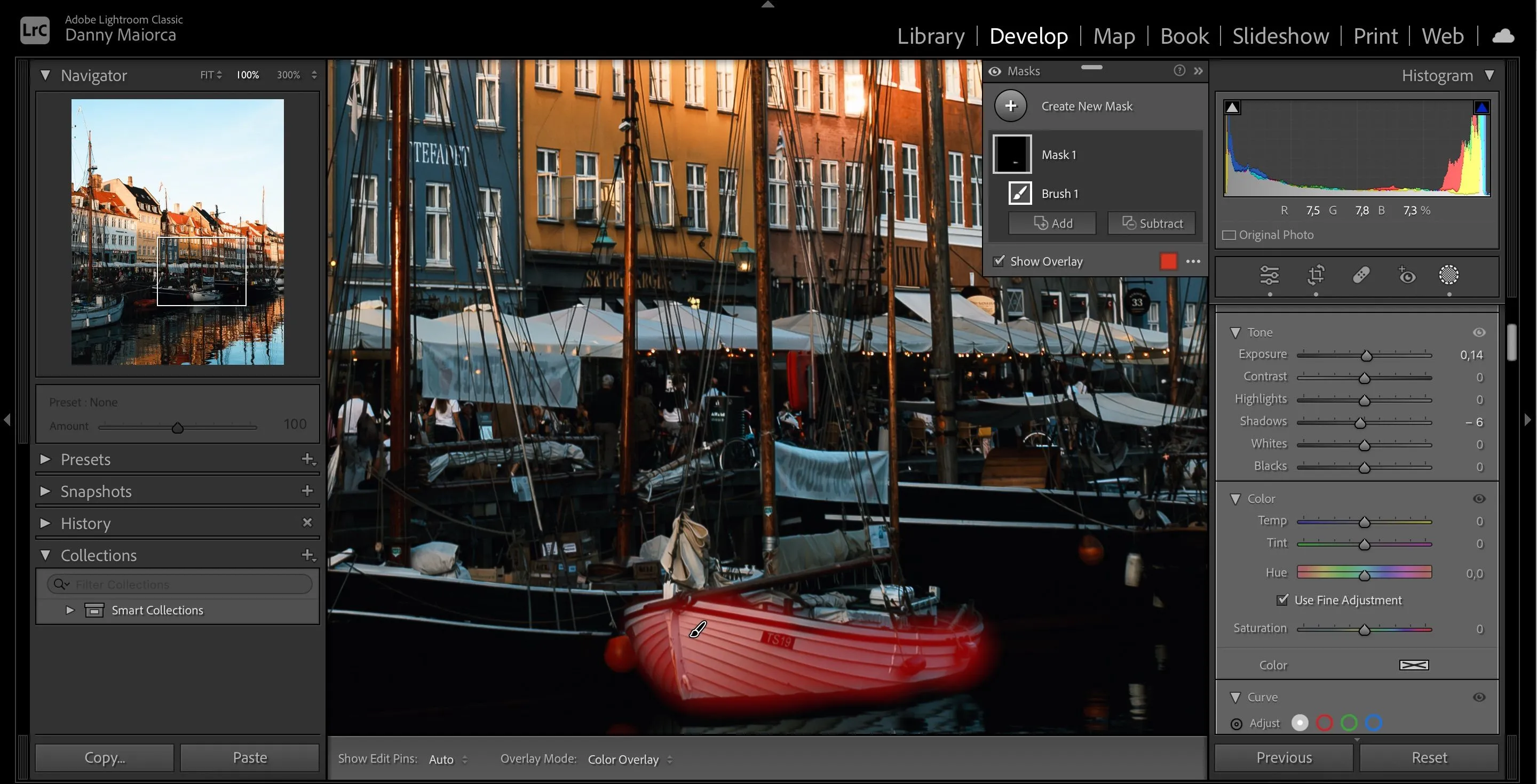 Tính năng mặt nạ (Masking) với cọ vẽ trong Adobe Lightroom giúp chỉnh sửa vùng chọn ảnh