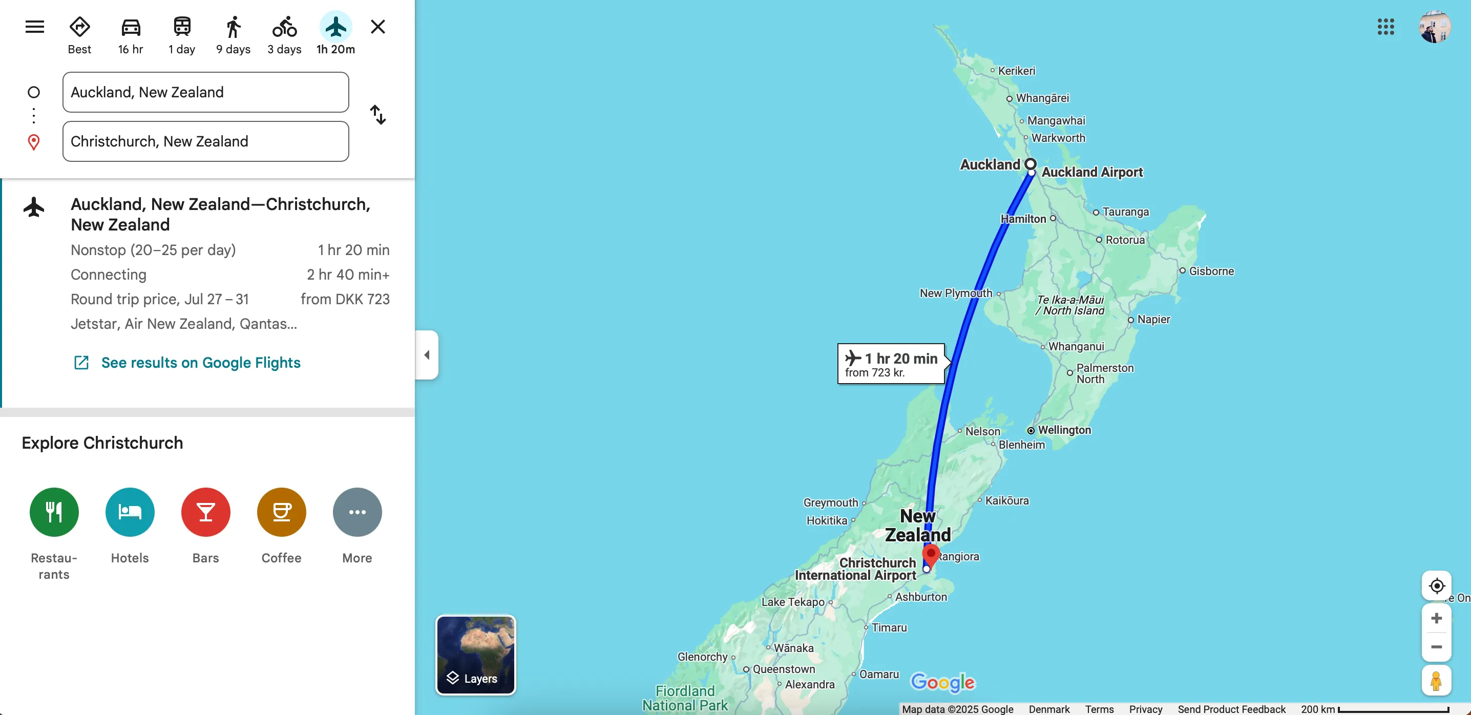 Tính năng tìm kiếm và hiển thị chuyến bay trực tiếp trong ứng dụng Google Maps