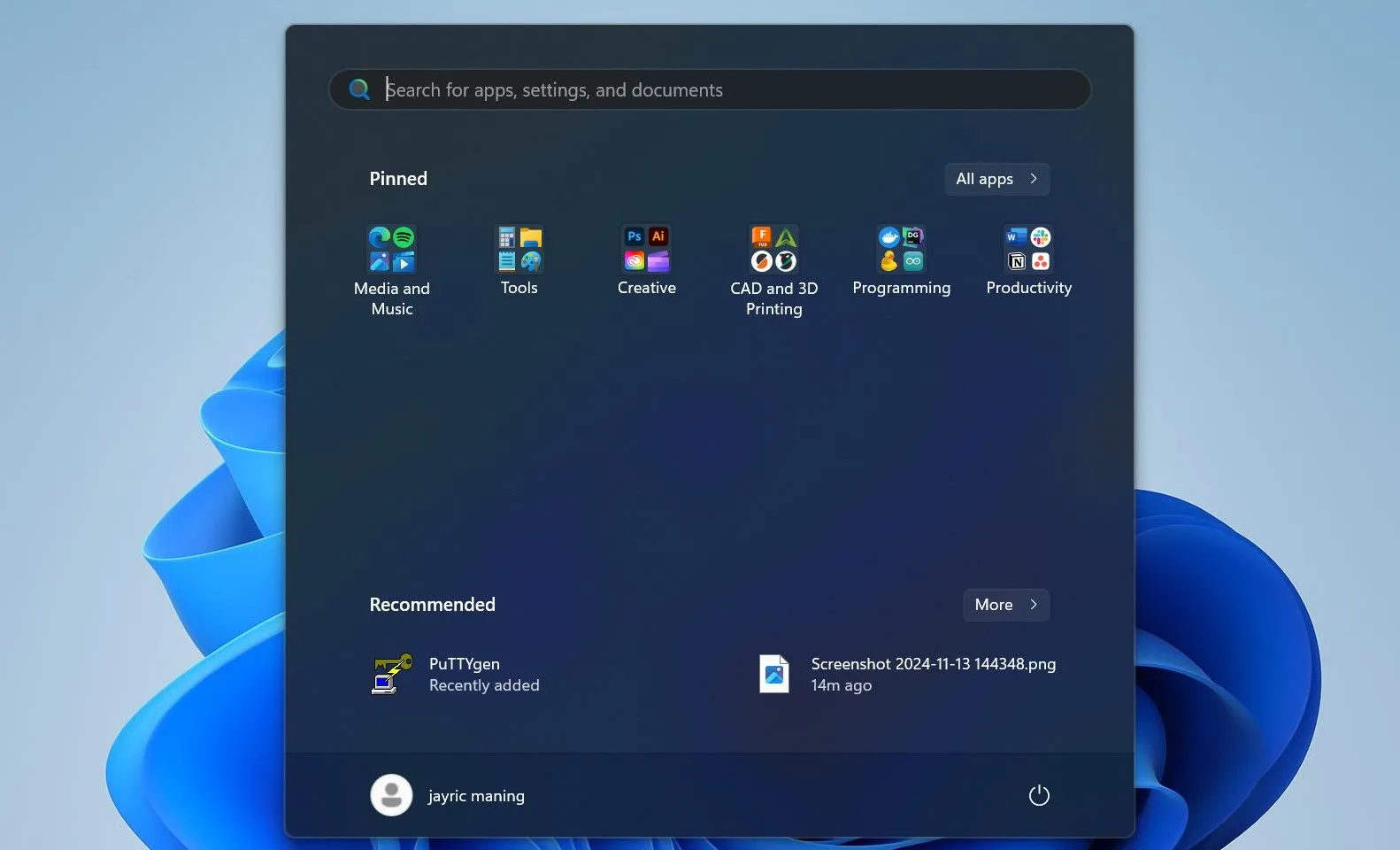 Tổ chức các ứng dụng được sử dụng nhiều nhất trên Start Menu