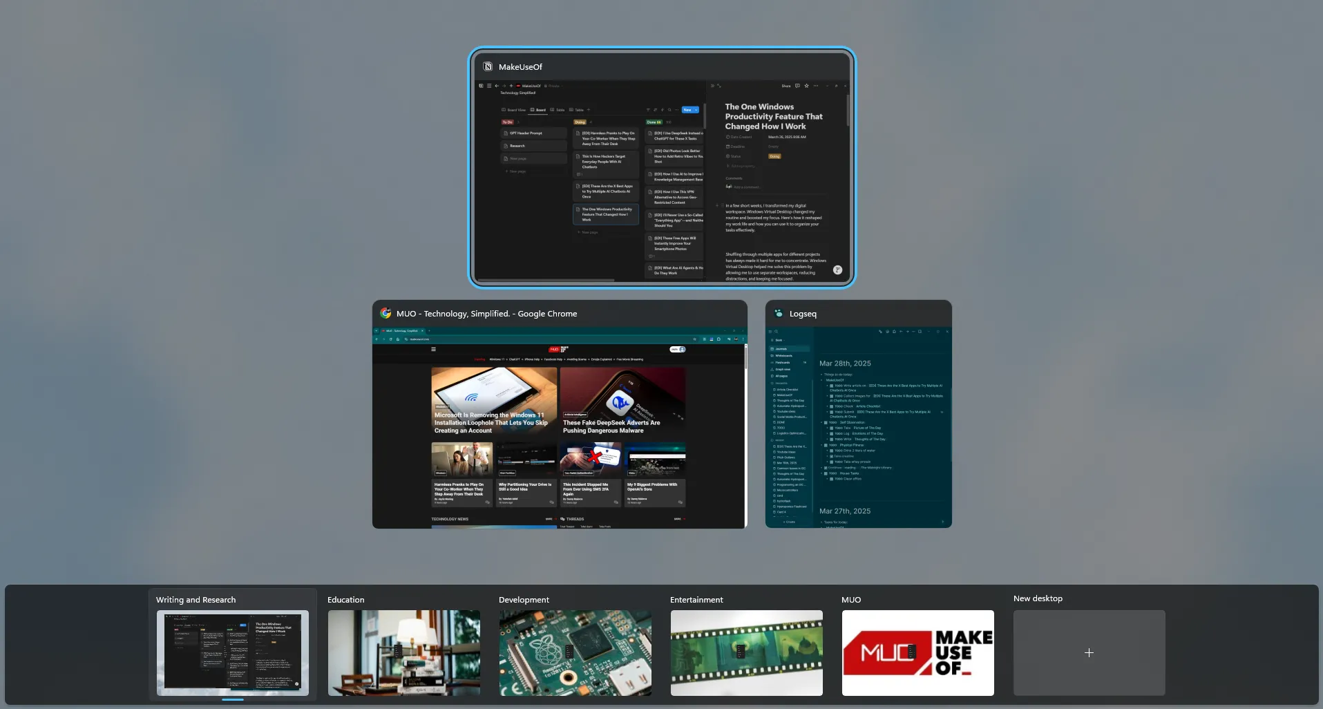 Tổ chức công việc hiệu quả với nhiều màn hình ảo (Virtual Desktop) trên Windows