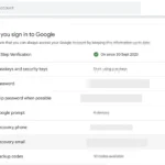 Trang cài đặt bảo mật tài khoản Google giúp người dùng quản lý các tùy chọn bảo mật và khôi phục Gmail