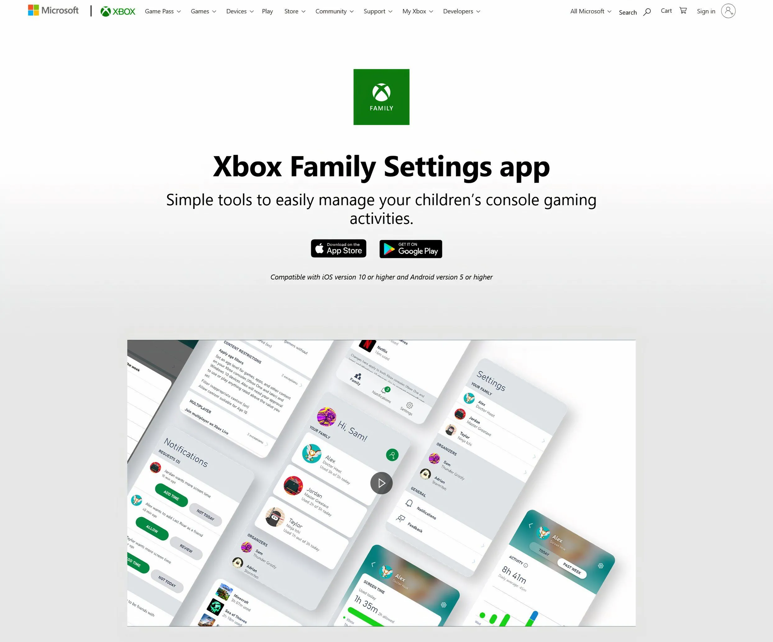 Trang cài đặt giới hạn thời gian sử dụng thiết bị trong ứng dụng Microsoft Family Safety, hiển thị tùy chọn giới hạn hàng ngày và lịch trình.