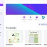 Trang chủ Canva với giao diện thân thiện và các mẫu thiết kế đa dạng