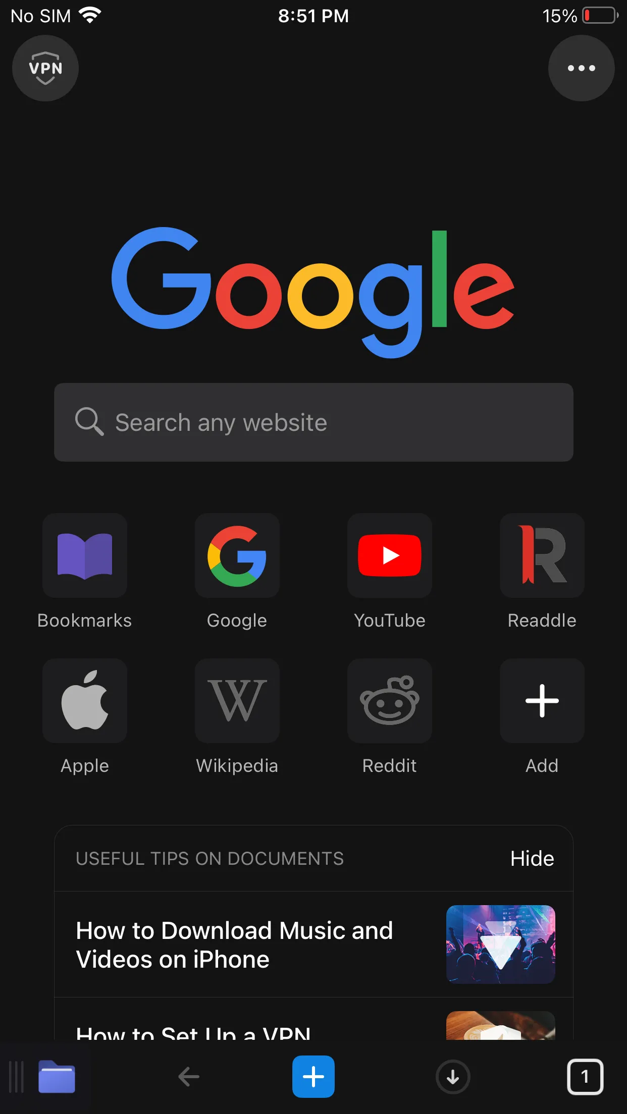 Trình duyệt web tích hợp tiện lợi trong ứng dụng Documents trên iPhone