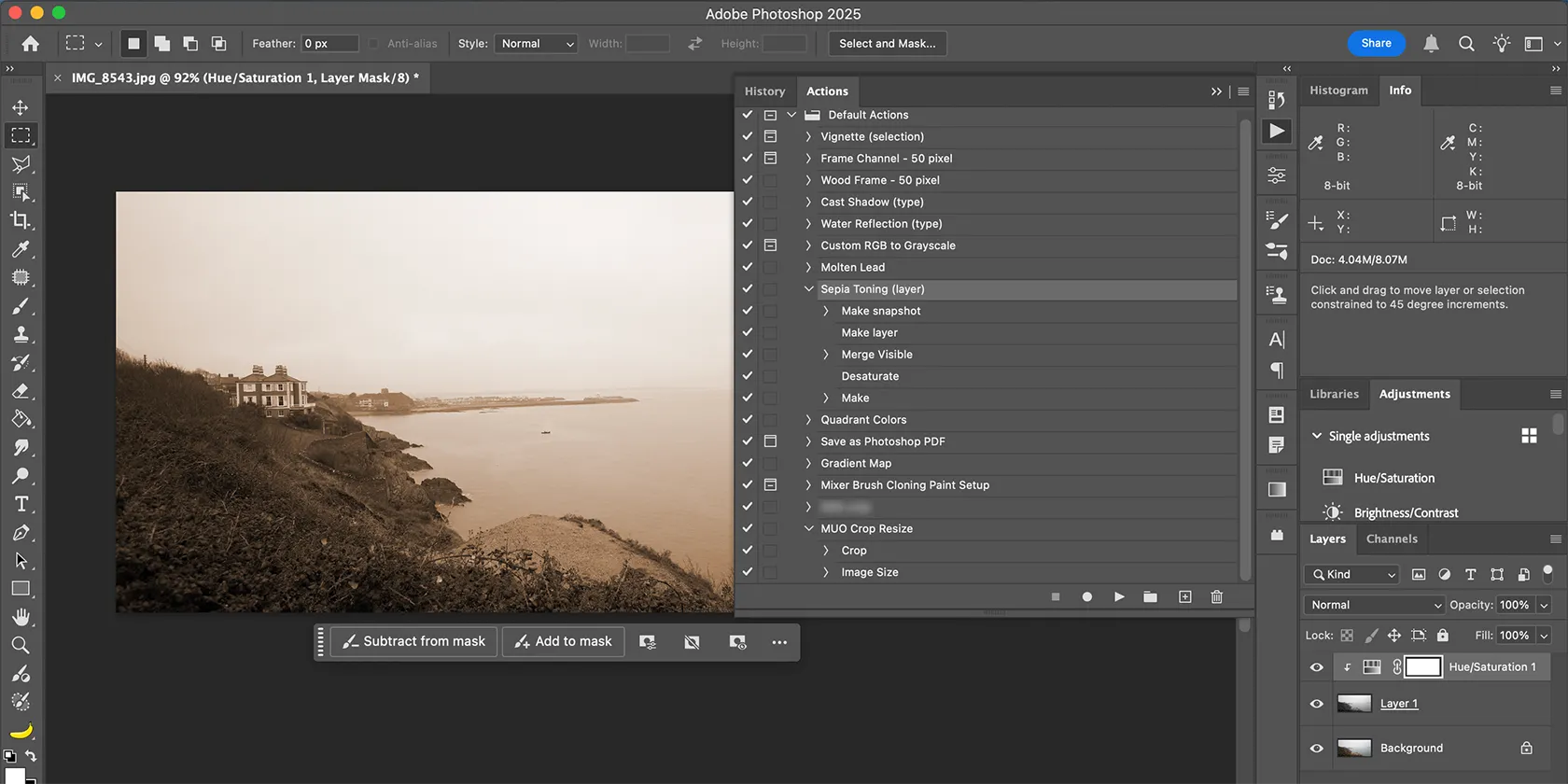 Tự động chỉnh ảnh chân dung sang màu sepia với Photoshop Actions