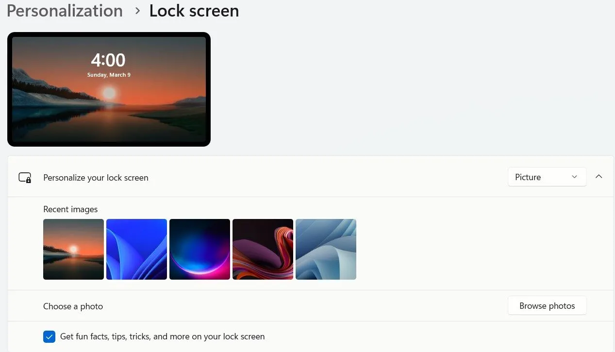 Tùy chỉnh hình nền màn hình khóa trên Windows 11