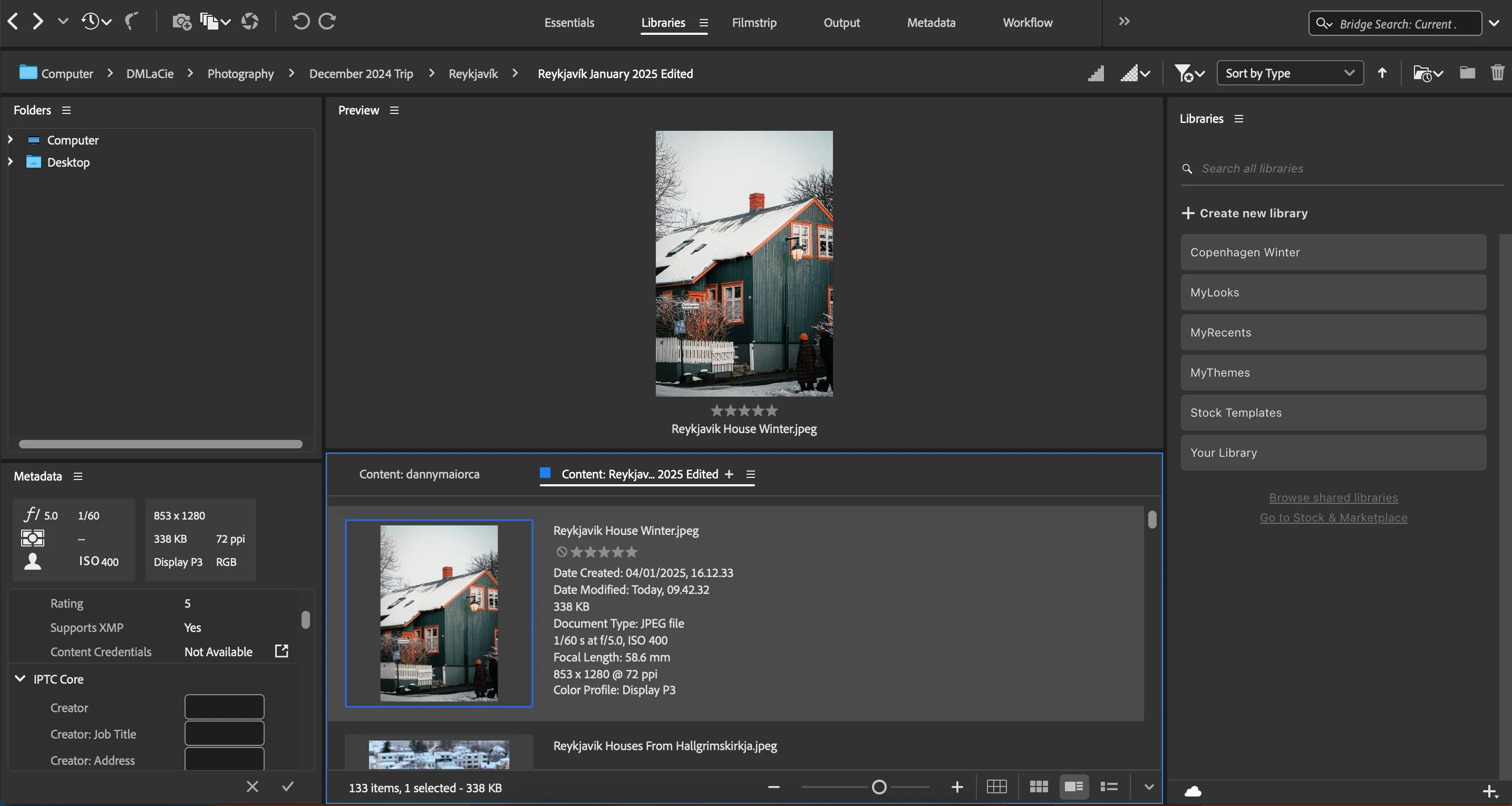 Tùy chỉnh kích thước hình thu nhỏ của ảnh trong giao diện Adobe Bridge