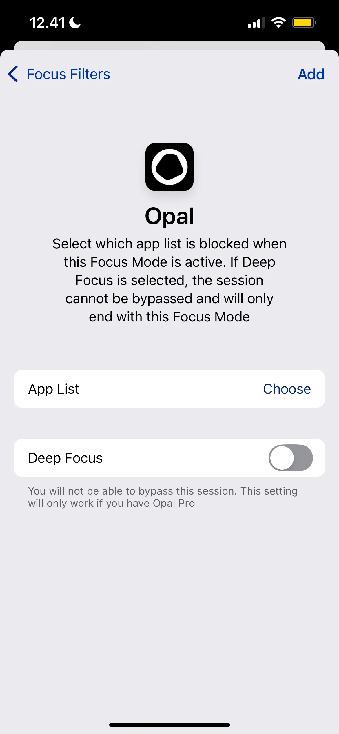 Tùy chỉnh tích hợp ứng dụng Opal với Bộ lọc Tập trung (Focus Filters) trên iPhone để quản lý sự xao nhãng