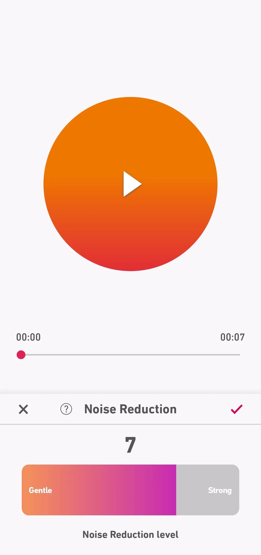 Tùy chọn điều chỉnh cường độ giảm tiếng ồn trong công cụ của ứng dụng Dolby On