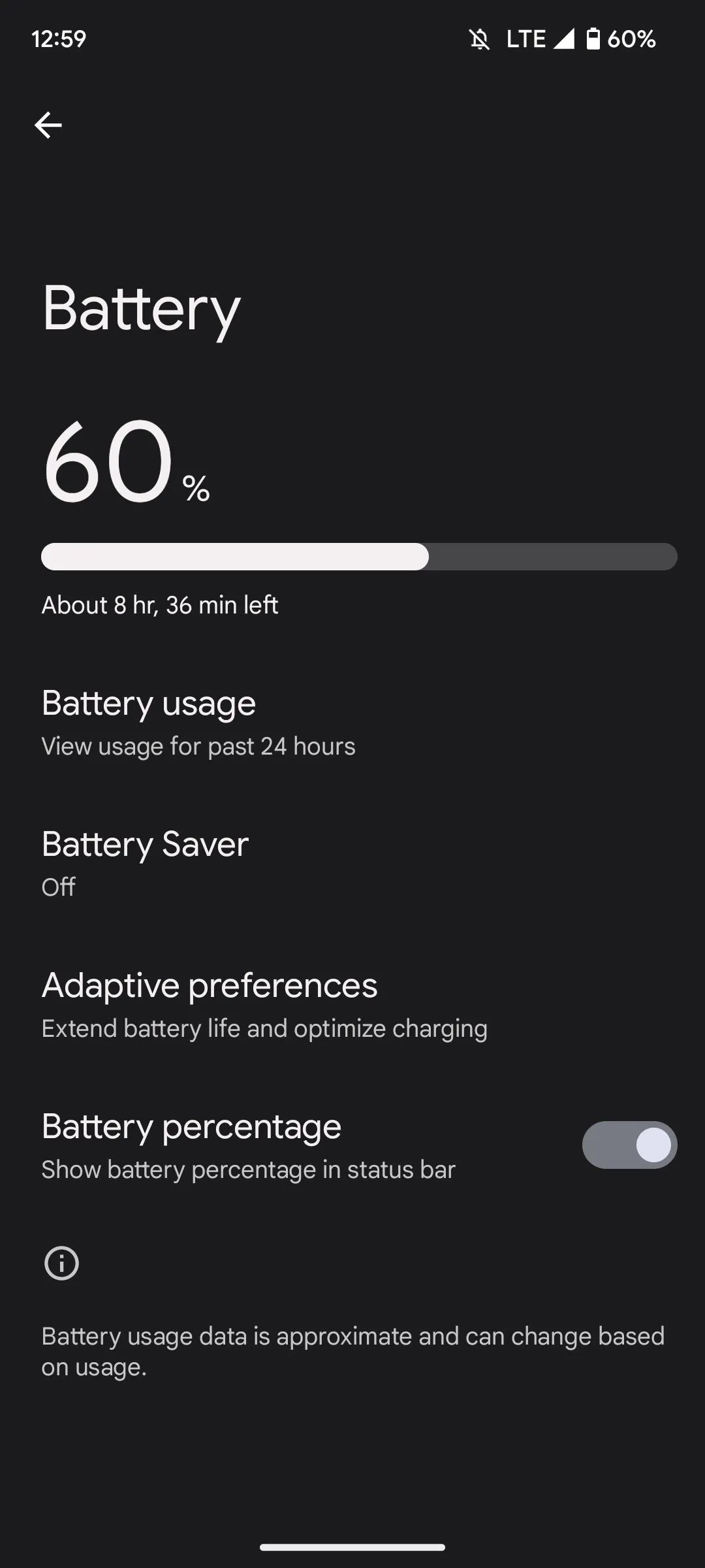 Tùy chọn Pin thích ứng (Adaptive Preference) trong cài đặt Pin của điện thoại Android, minh họa cách tắt tính năng này để tăng hiệu suất.
