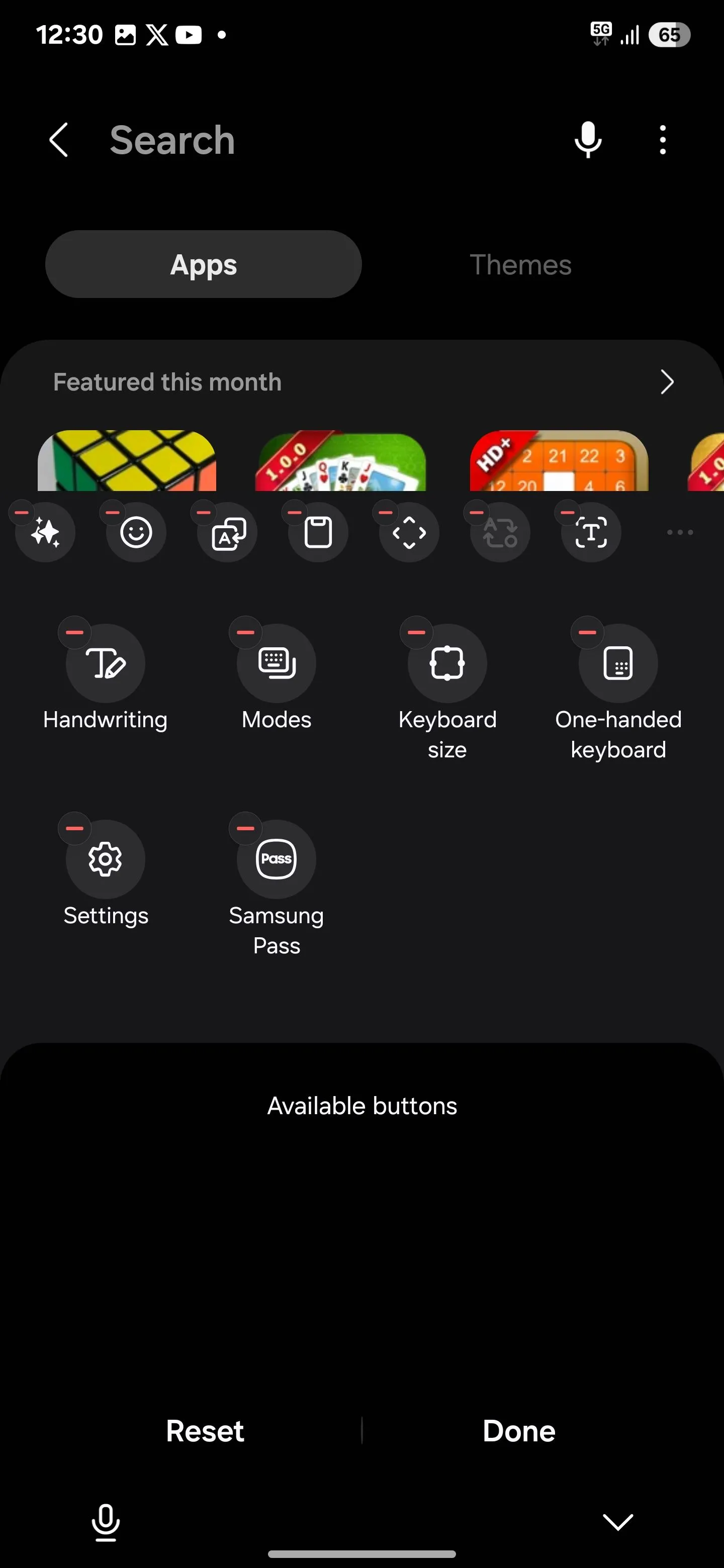 Tùy chọn Samsung Pass trên thanh tác vụ bàn phím Samsung