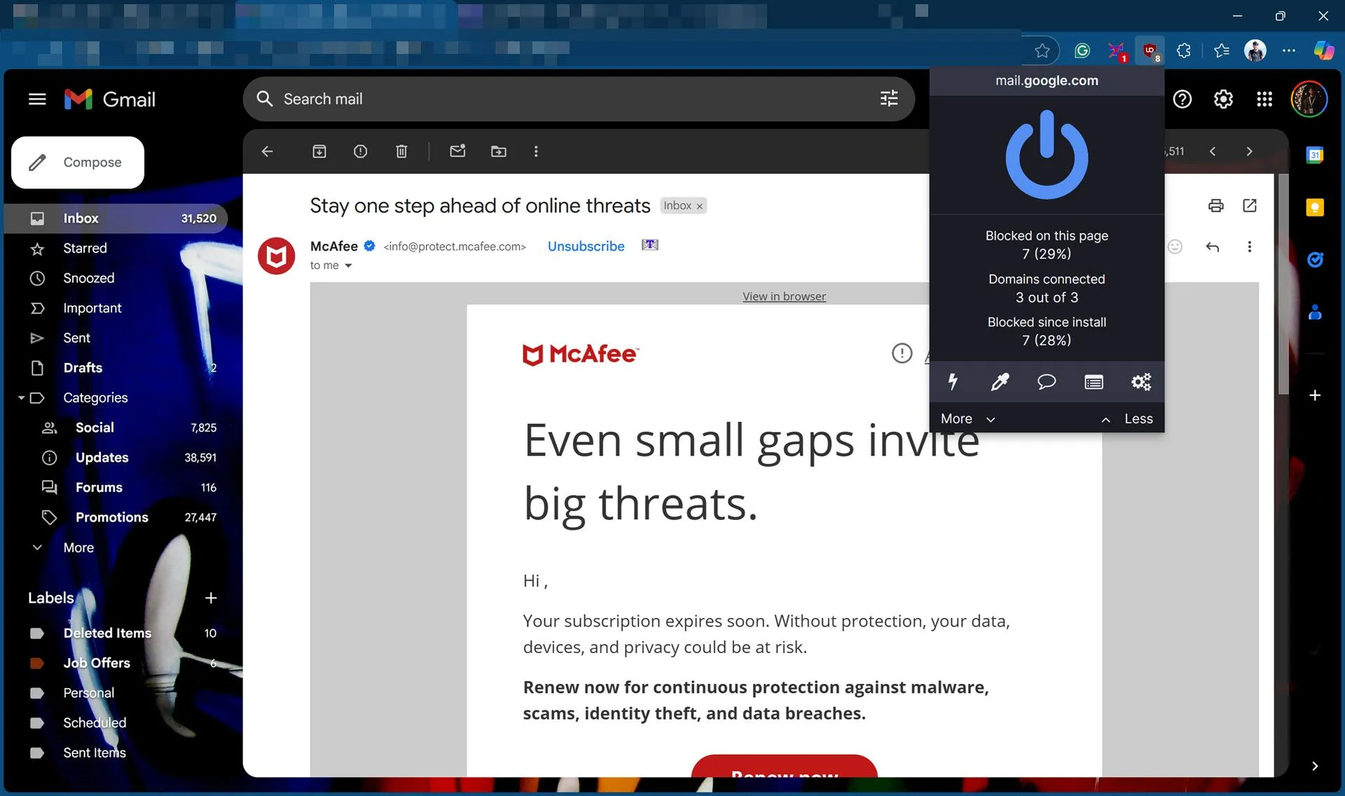uBlock Origin chặn hiệu quả các trình theo dõi ẩn trong email để bảo vệ quyền riêng tư