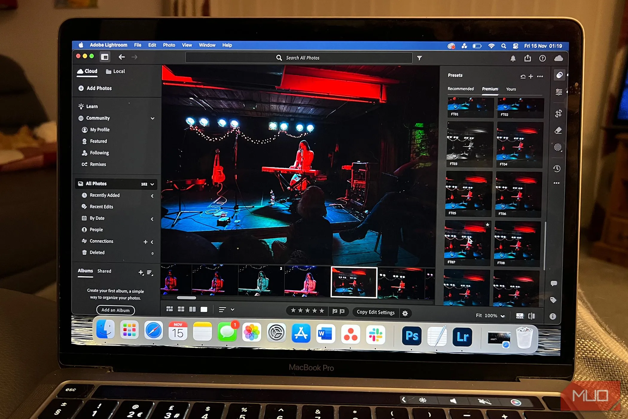 Ứng dụng Adobe Lightroom chạy mượt mà trên MacBook, thể hiện khả năng tương thích phần mềm xuất sắc