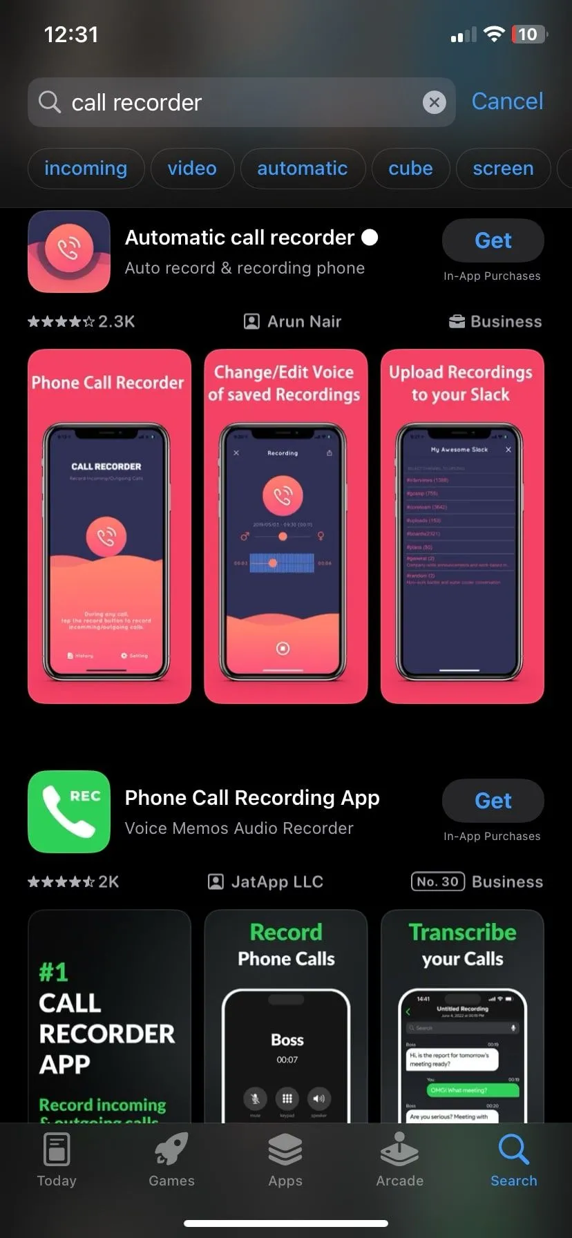 Ứng dụng ghi âm cuộc gọi trên App Store