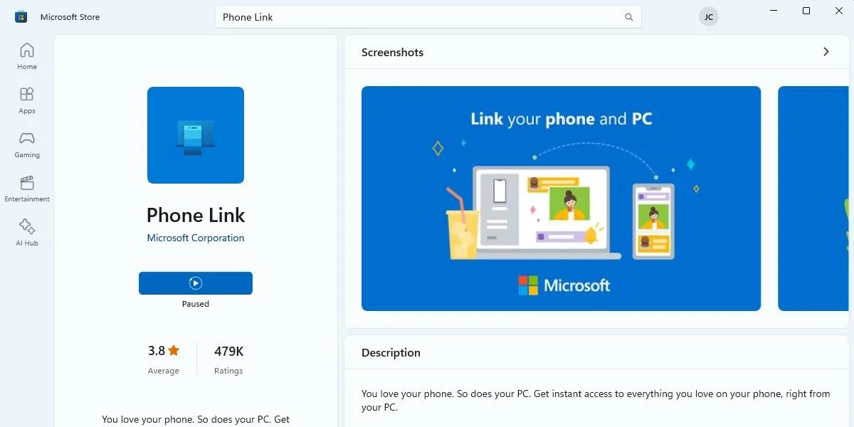Ứng dụng Microsoft Phone Link trên Microsoft Store giúp kết nối điện thoại với máy tính Windows