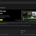 Ứng dụng Nvidia hiển thị tùy chọn tải xuống và cập nhật driver 576.02