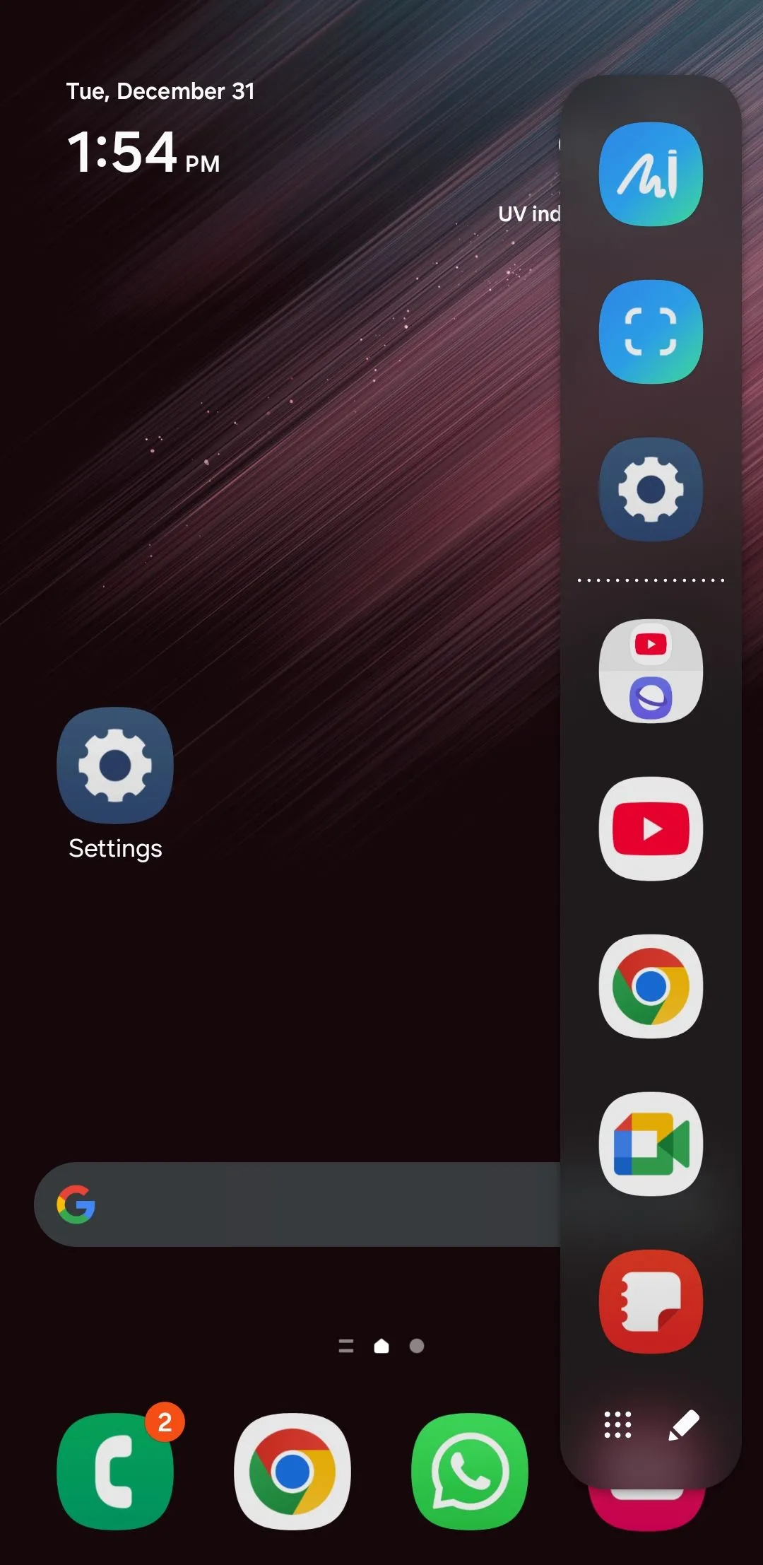 Ứng dụng Samsung Notes có thể truy cập nhanh từ bảng Edge Panel