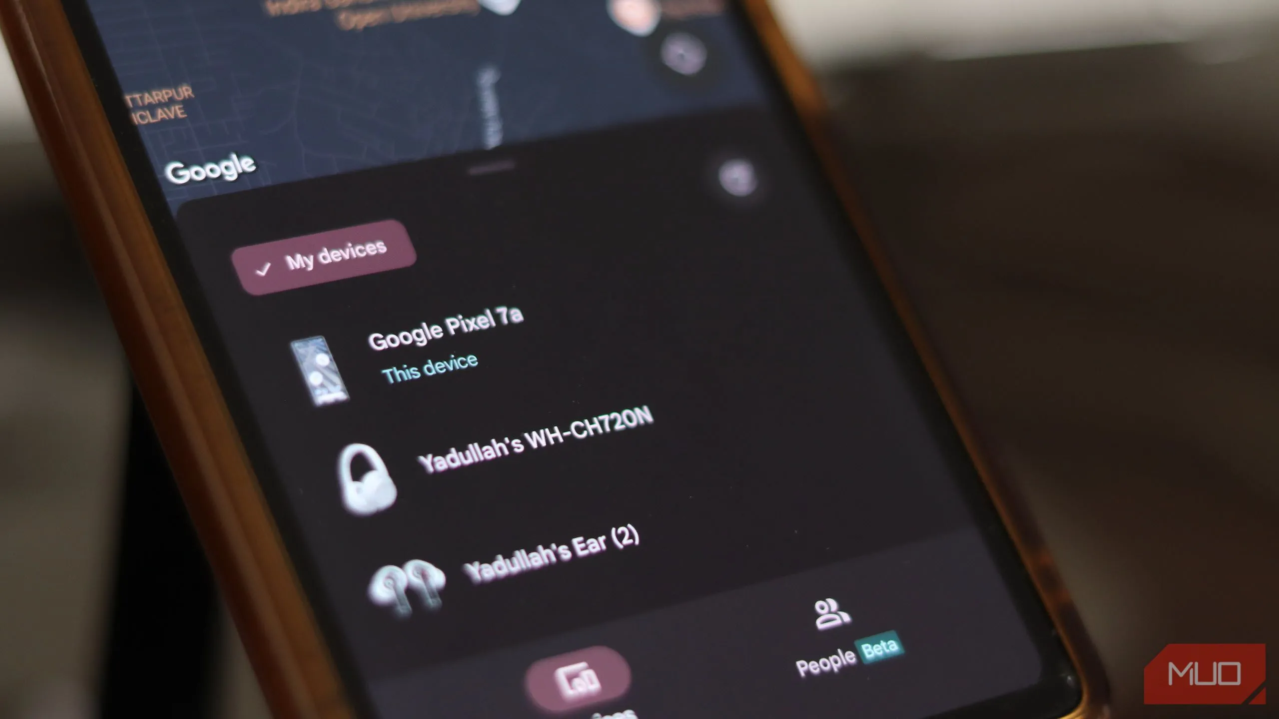 Ứng dụng Tìm Thiết Bị Của Tôi (Find My) trên Android hiển thị bản đồ định vị
