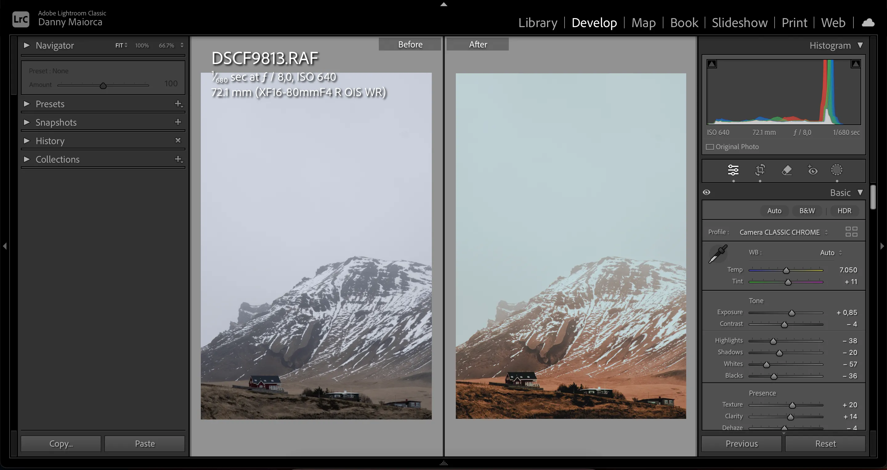 Ví dụ ảnh bị sai lệch cân bằng trắng khi AI tự động điều chỉnh trong Lightroom, màu sắc có xu hướng quá ấm.