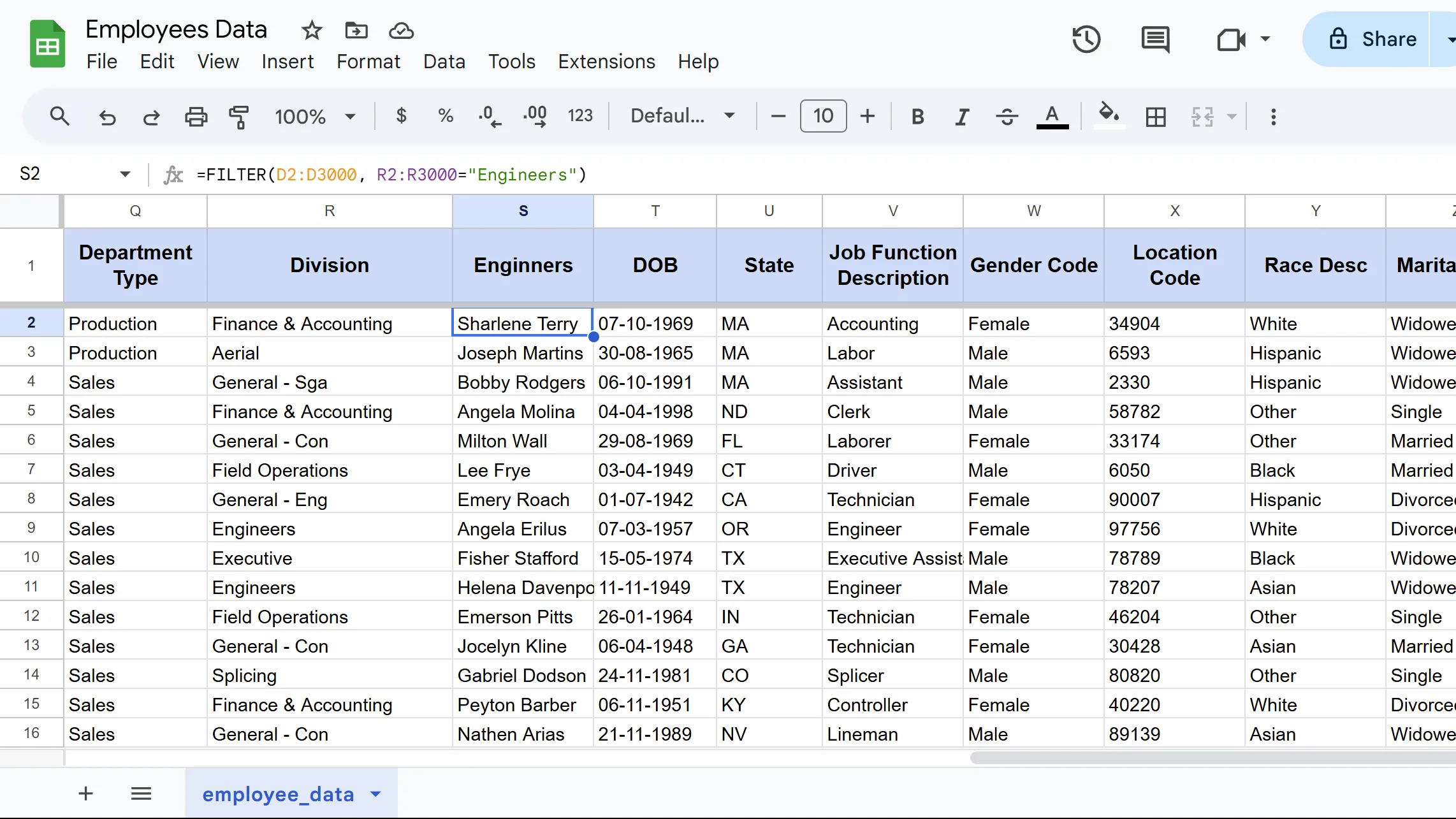 Ví dụ hàm FILTER trong Google Sheets, lọc dữ liệu theo điều kiện cụ thể
