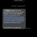 Ví dụ tin nhắn lừa đảo smishing từ một người gửi không rõ ràng