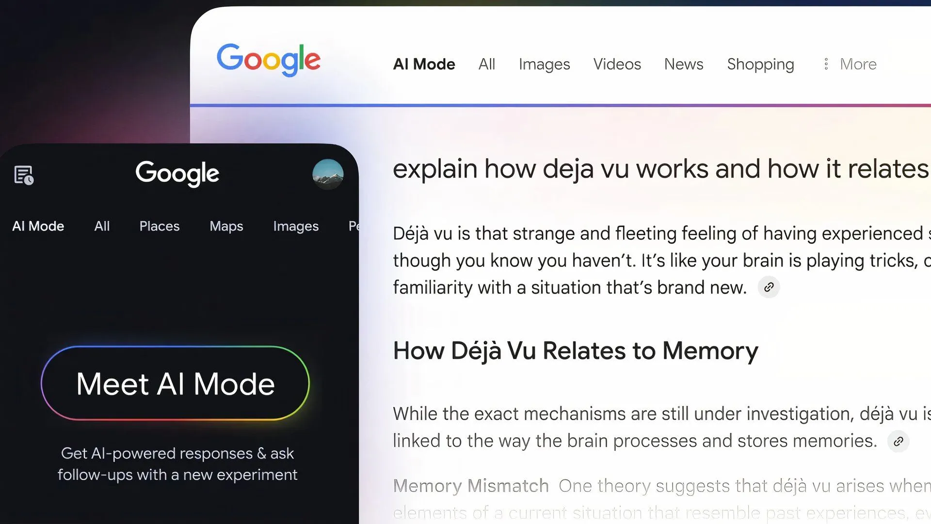 Ví dụ về giao diện tìm kiếm Google với tab AI Mode
