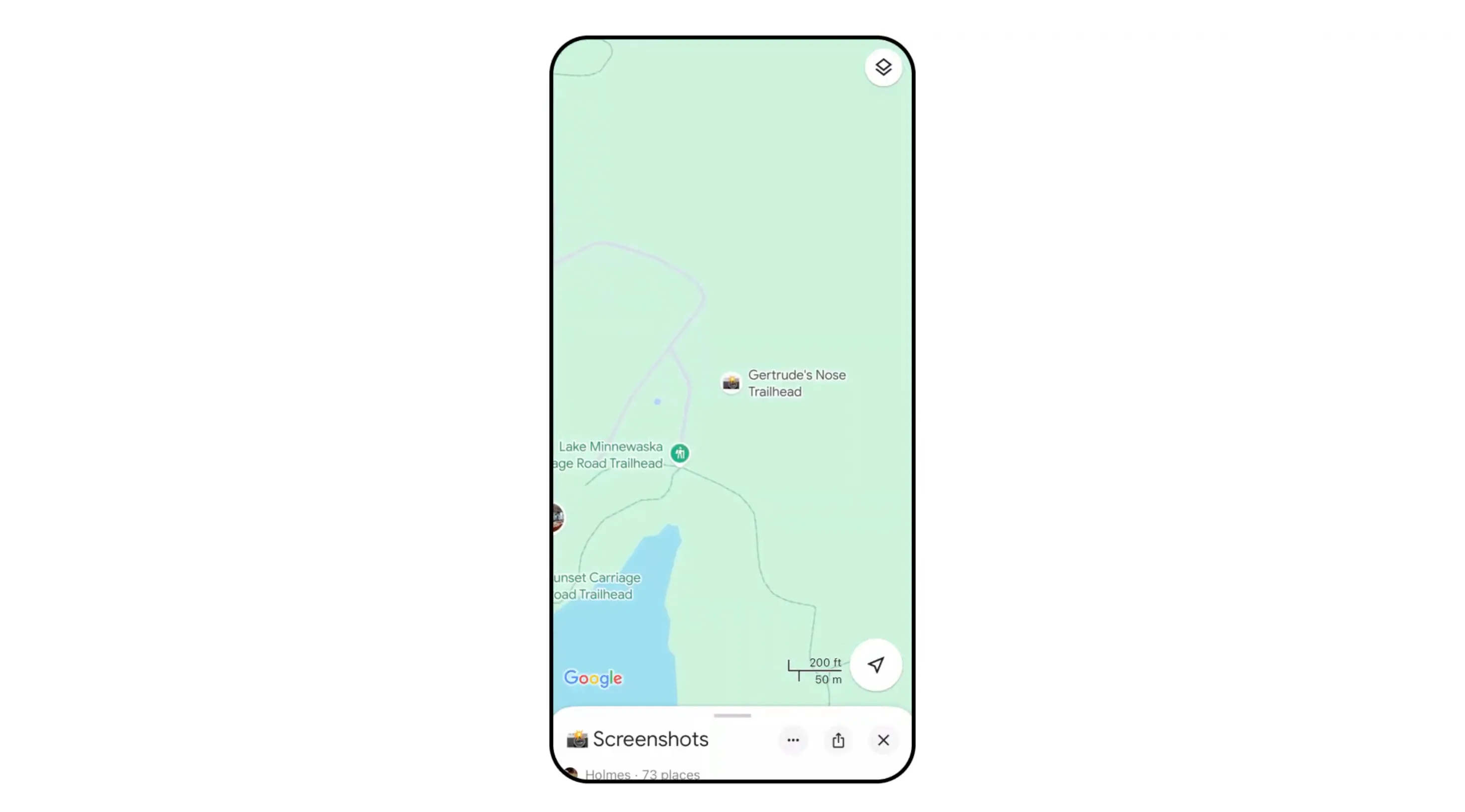 Vị trí địa điểm được lưu từ ảnh chụp màn hình hiển thị trên Google Maps, đánh dấu bằng biểu tượng máy ảnh.