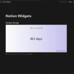 Widget Notion Streak hiển thị chuỗi ngày làm việc liên tục trên Notion, giúp theo dõi mục tiêu và duy trì động lực
